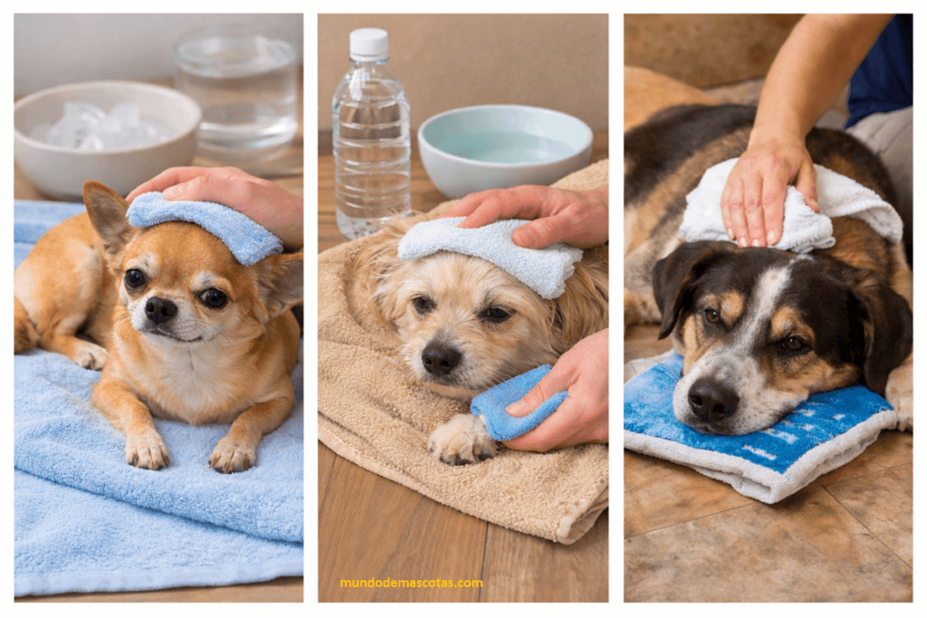 como bajar la fiebre a un perro chihuahua con paños de agua fría al verlo decaído y acostado en el piso.