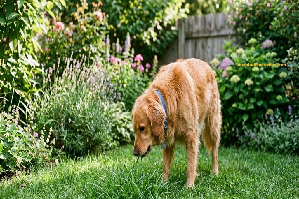 mi perro come pasto y vomita amarillo en el jardin y es un golden retriever que esta mal aparentemente delicado