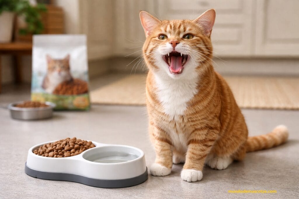 mi gato maúlla mucho por comida