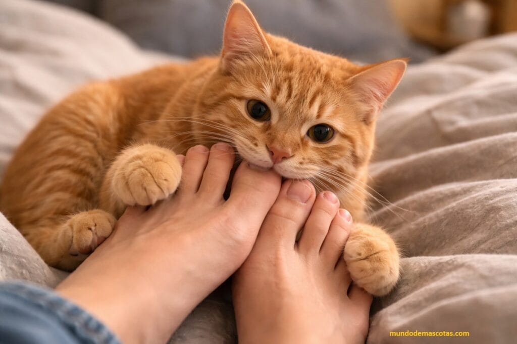 Mi gato me muerde los pies cuando duermo