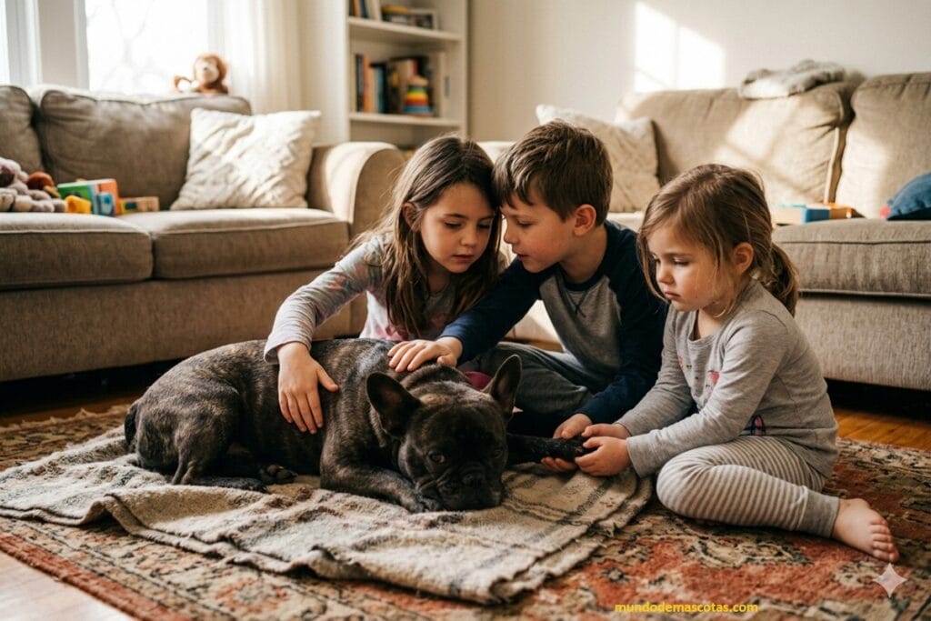 Mi perro tiene diarrea pero tiene hambre y descansa en la sala junto a los niños