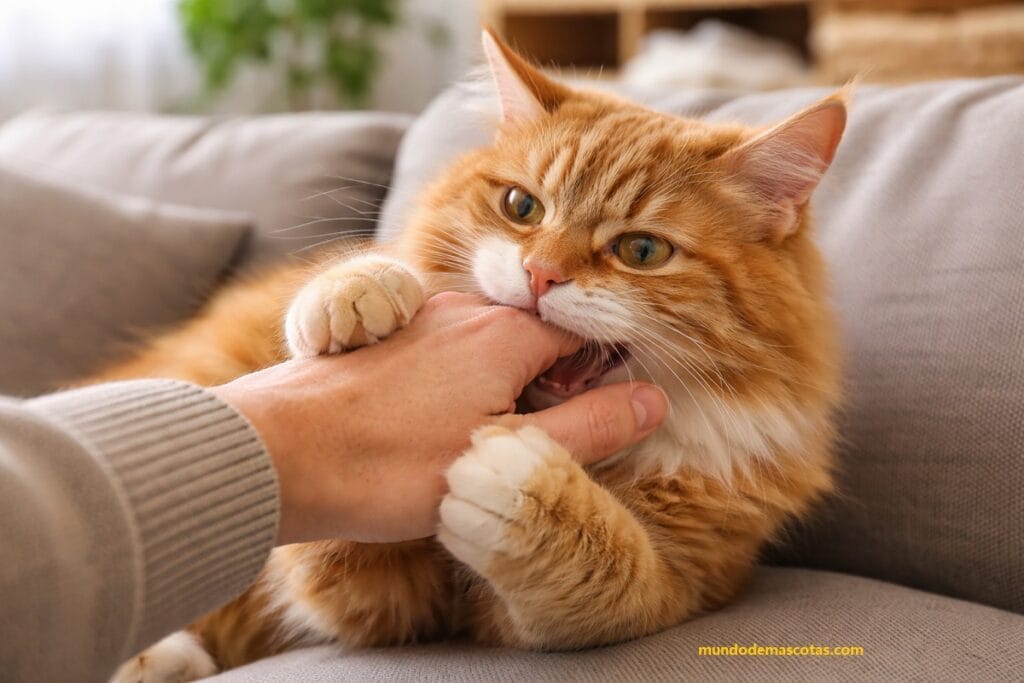 primer plano de un felino sobre por que mi gato me muerde