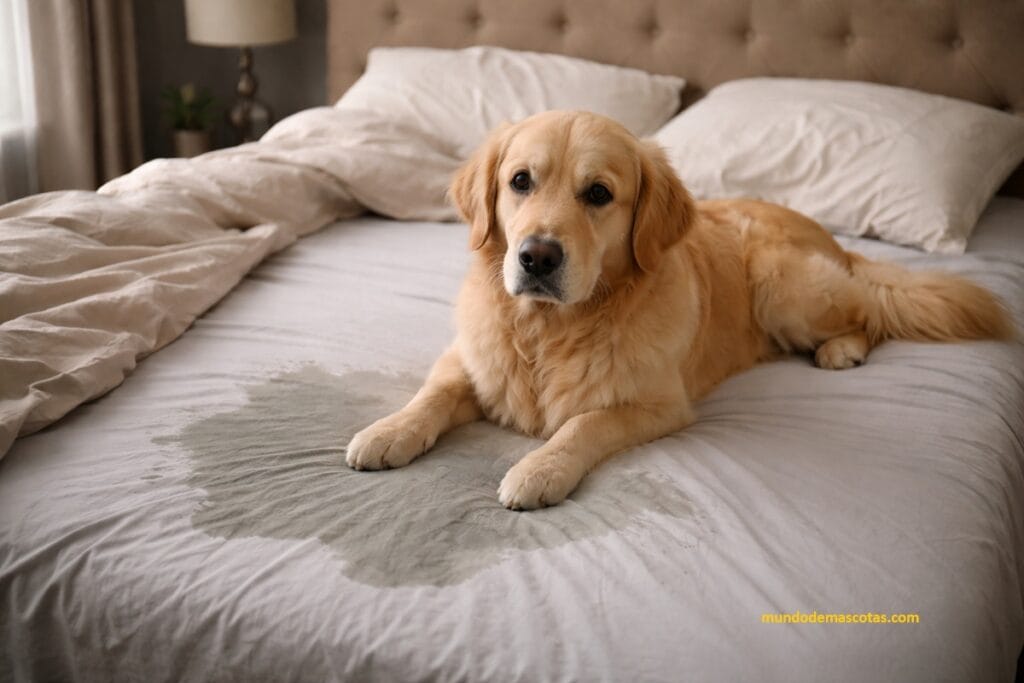 Por qué un perro se orina en la cama del amo
