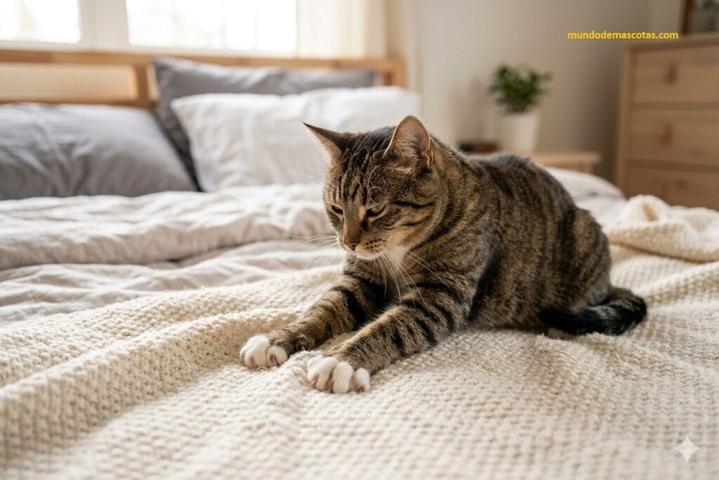 por que los gatos amasan la cama