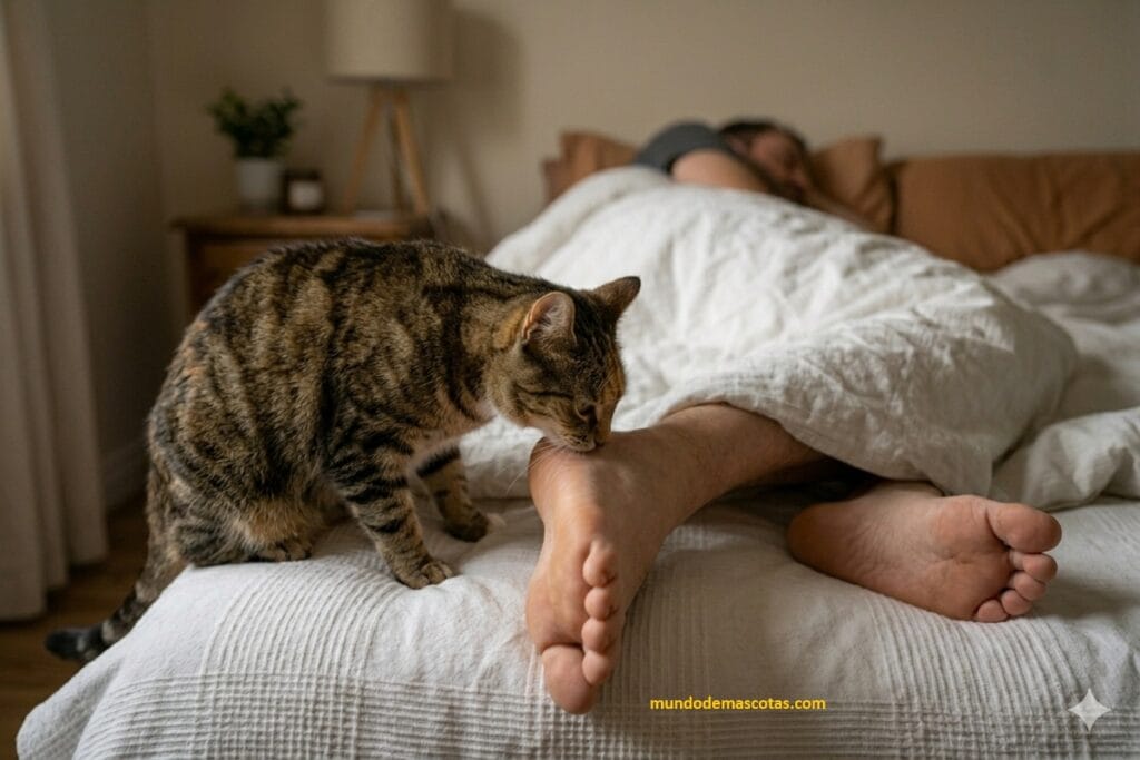 Gato negro con amarillo muerde el pie a su dueño por qué mi gato me ataca las piernas