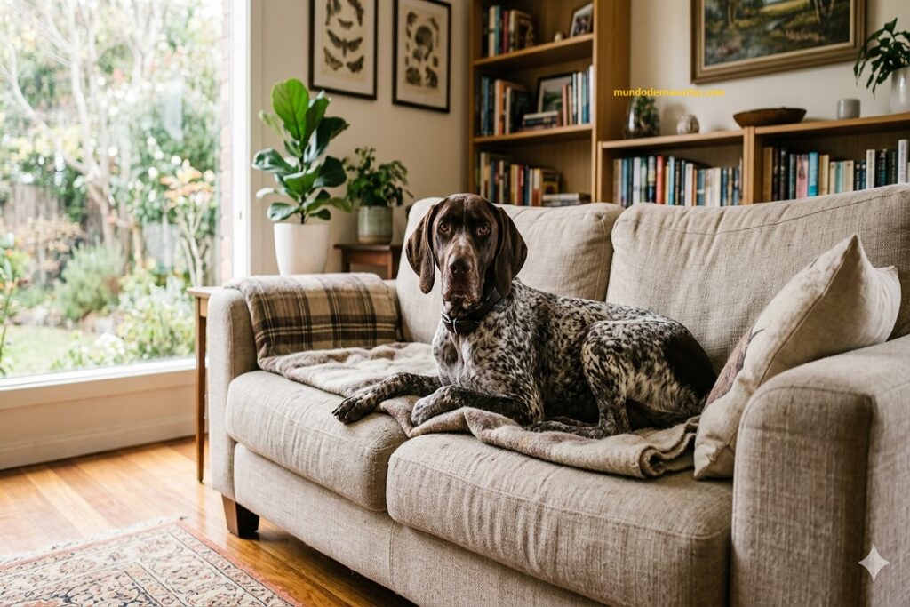 Causas de la inflamación abdominal en perros braco alemán y es de color marrón y blanco hermoso