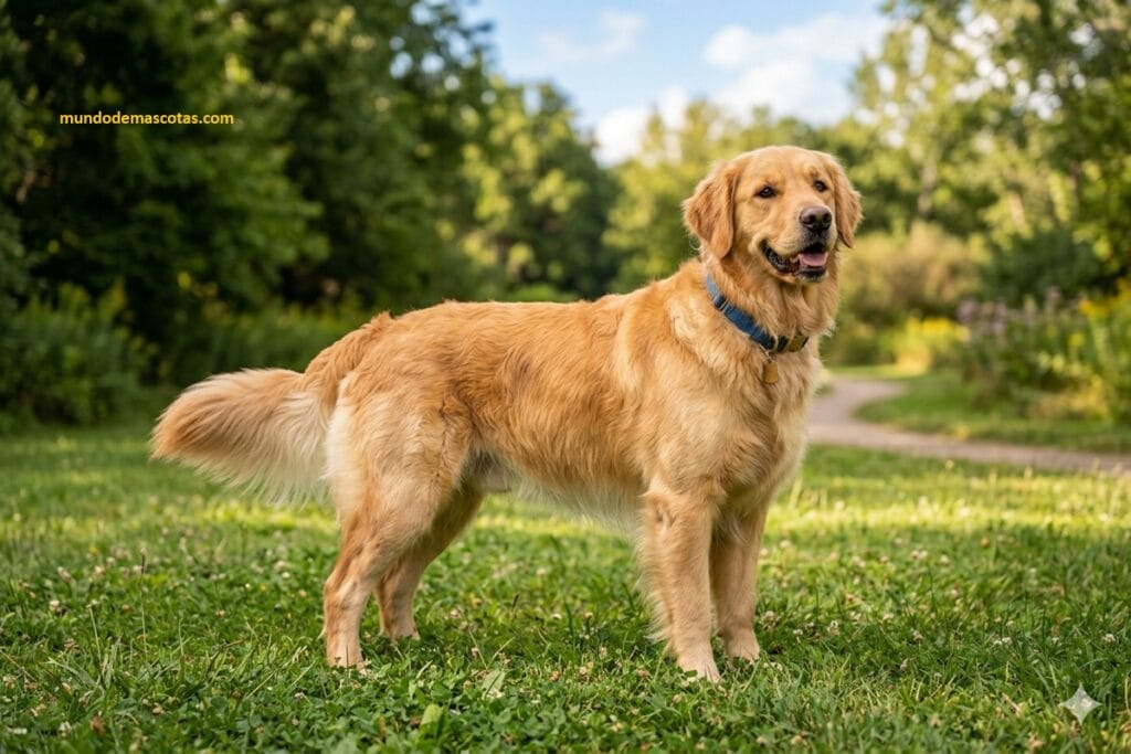 cuándo deja de ensanchar un golden retriever que corre en el jardín de la casa y es feliz en su hogar
