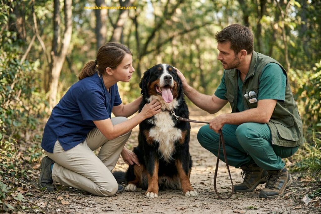 Dificultad para respirar en perros con tos y es un boyero de berna que esta al lado de sus dueños y esta cansado por el malestar