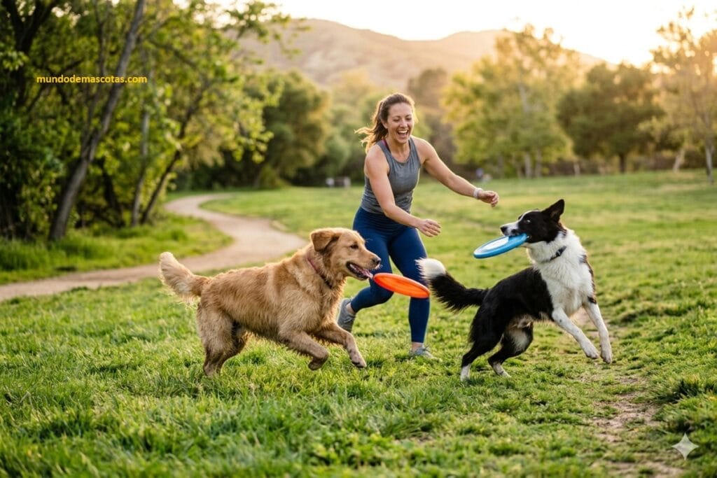ejercicios mentales para golden retriever en casa y en el parque y que juega con otro cachorro