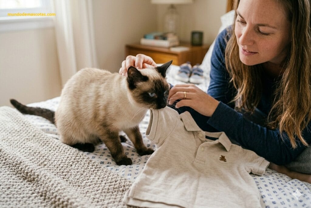 mi gato muerde la ropa y hace nido y es un siames hermoso con la dueña jugando en la cama de su amo