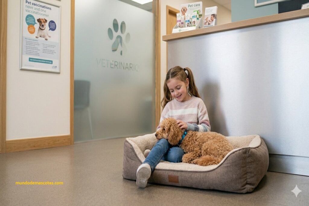 Mi perro se cayó y respira muy rápido y esta con la niña echados en la cama del poodle color marrón