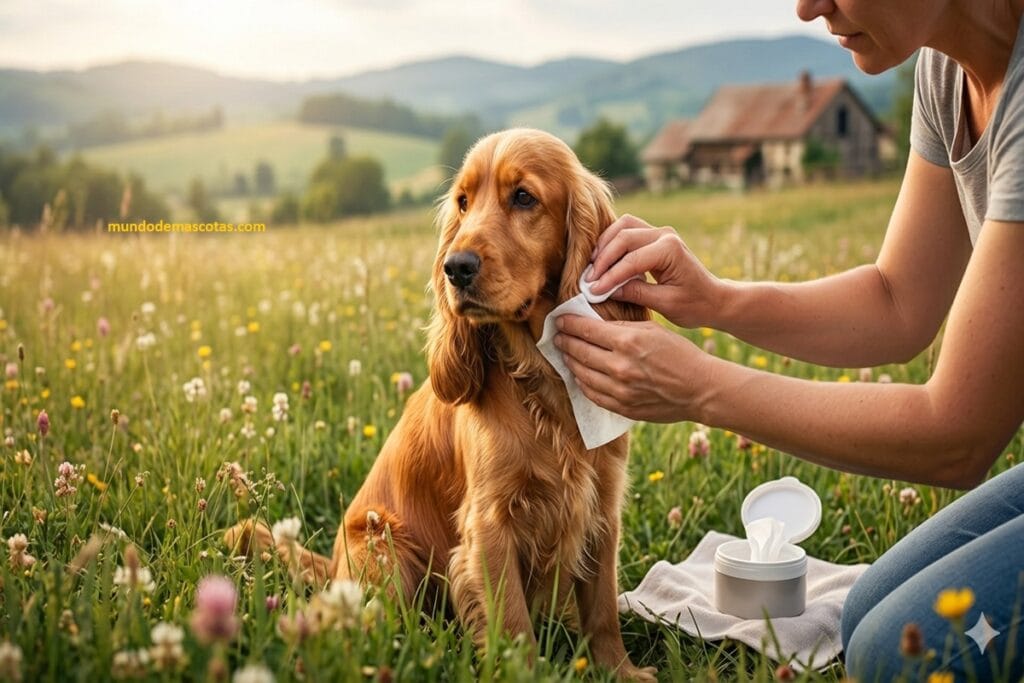 Mi perro tiene mal olor en la piel y es un Cocker spaniel inglés y es limpiado por su dueña en las orejas largas