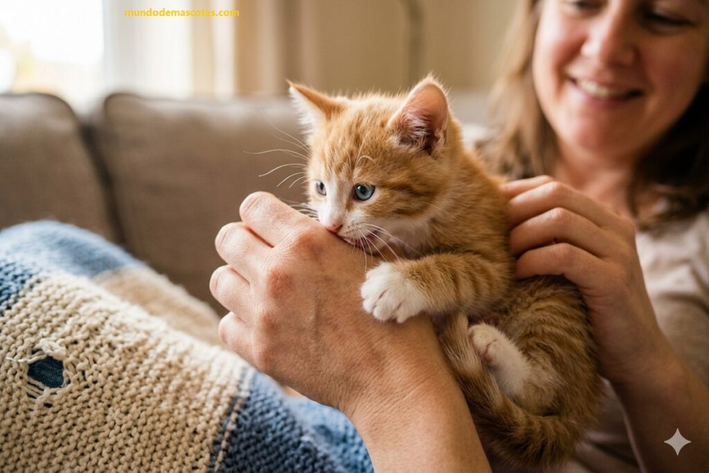 Por qué mi gatito me muerde la cara cuando duermo y tambien las manos con mucho amor y es un felino amarillo