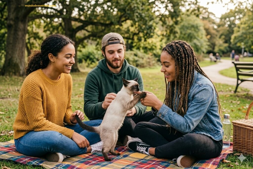 Por qué mi gato cachorro me muerde la cara cuando duermo y las manos y es un siamés precioso en el parque