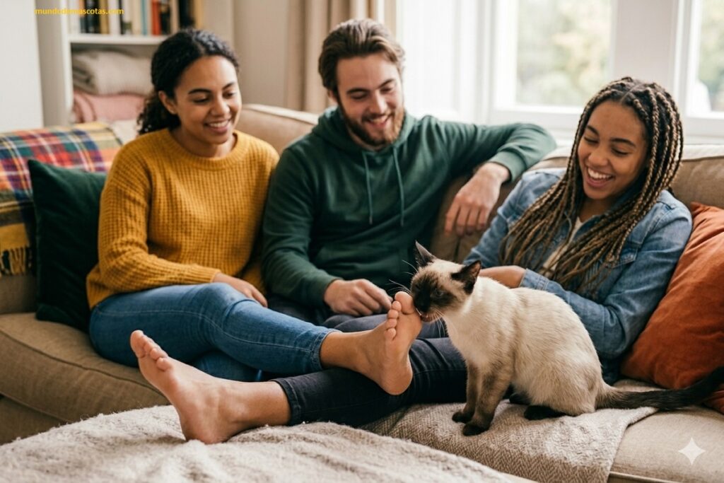 Por qué mi gato cachorro muerde todo lo que encuentra y el pie de su dueña sentados en el sofa