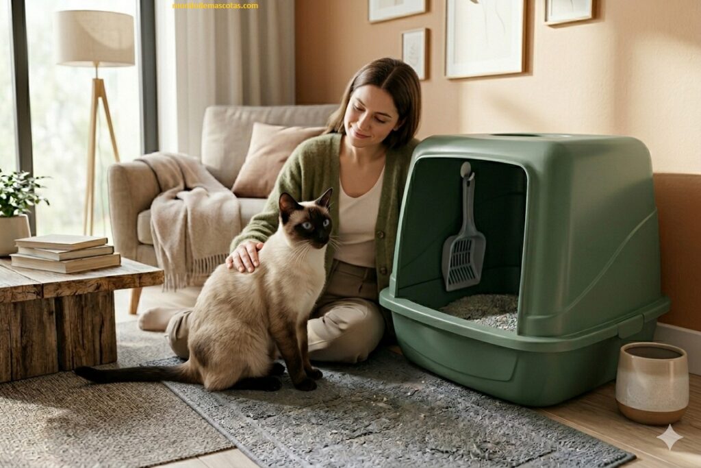 Por qué mi gato orina en la cama o en el sofá de repente y es un siames precioso con su dueña sentados