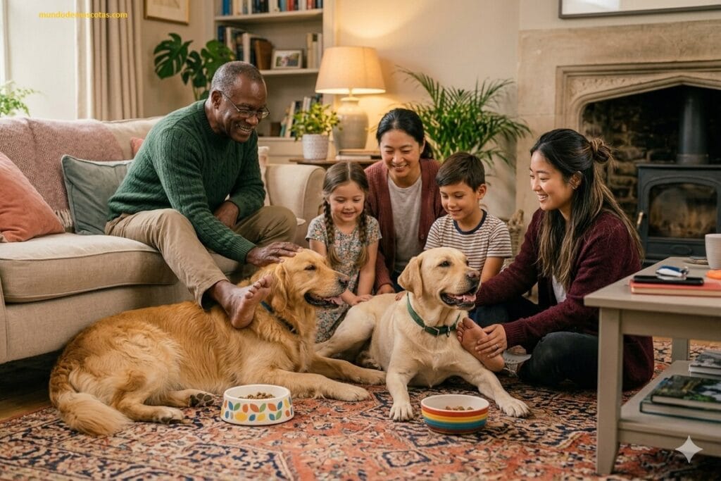 qué perro huele más fuerte el labrador o el golden y estan echados en la sala de su casa junto a sus dueños