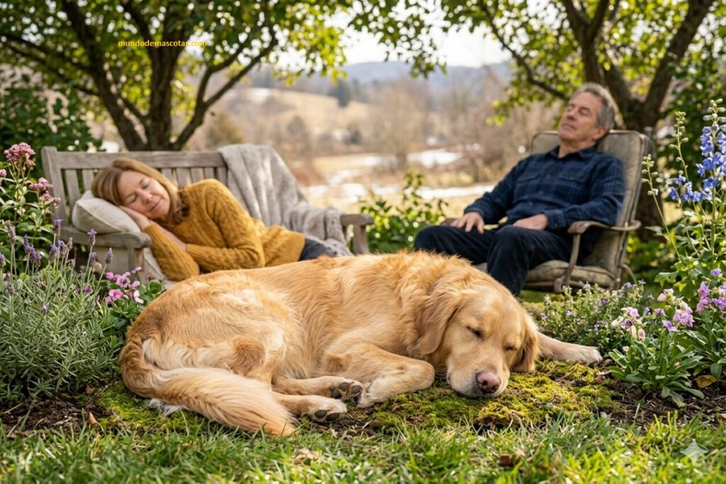 cómo proteger la nariz de un perro del sol y que duerme en el césped con sus dueños