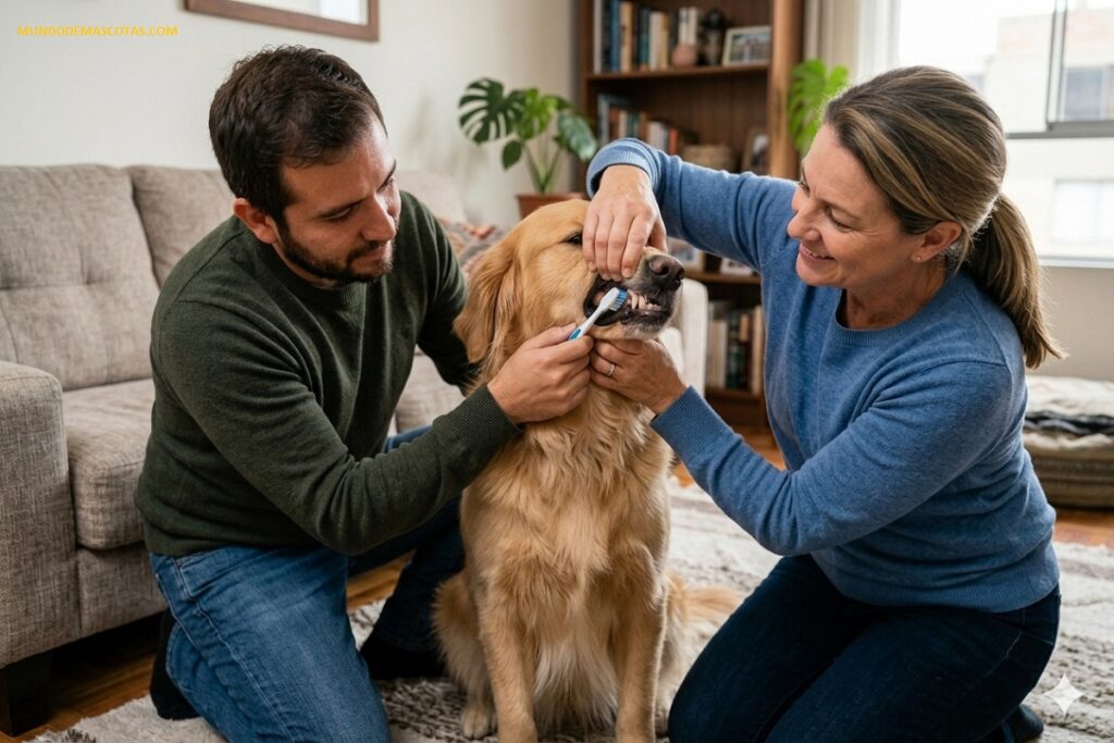 como quitarle el sarro de los dientes a mi perro que no quiere abrir su hocico y reniega cada vez que le lavamos