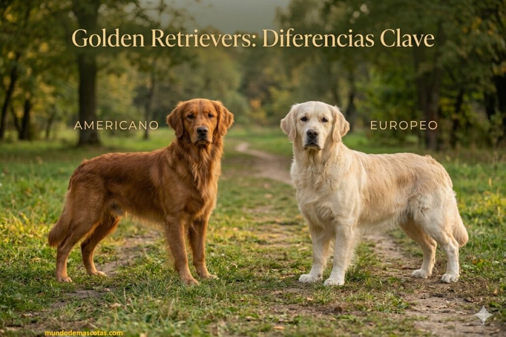 cuál es más tranquilo el golden retriever inglés o el americano y son de diferentes colores y hermosos