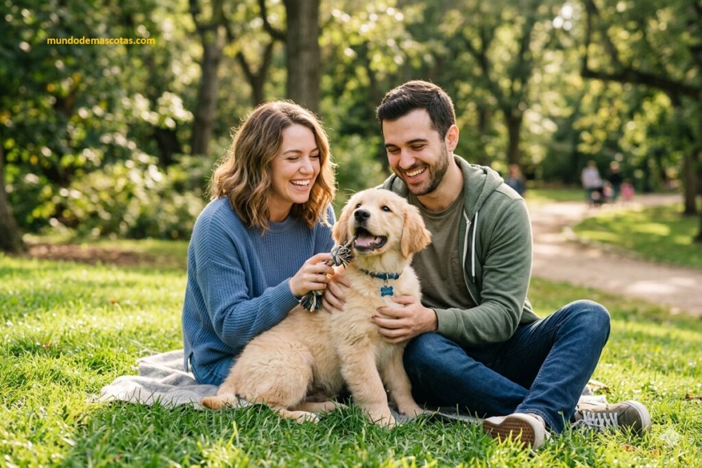 Cuánto debe pesar un Golden Retriever de 3 meses y que juega en el parque con sus dueños