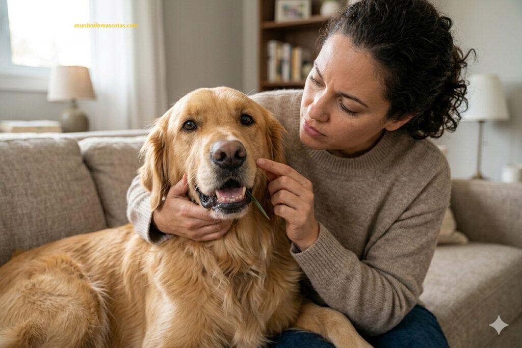 juguete para limpiar los dientes de los perros grandes de raza labrador y golden retriver hermosos