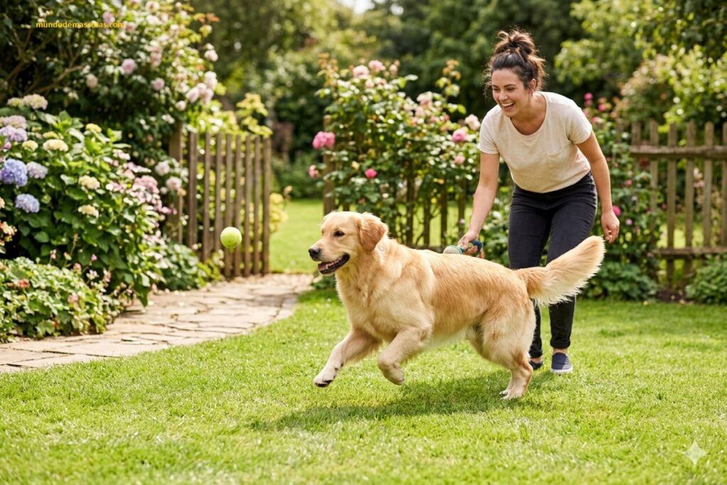 mi golden retriever pierde pelo a mechones cuando corre en el patio y juega con la dueña