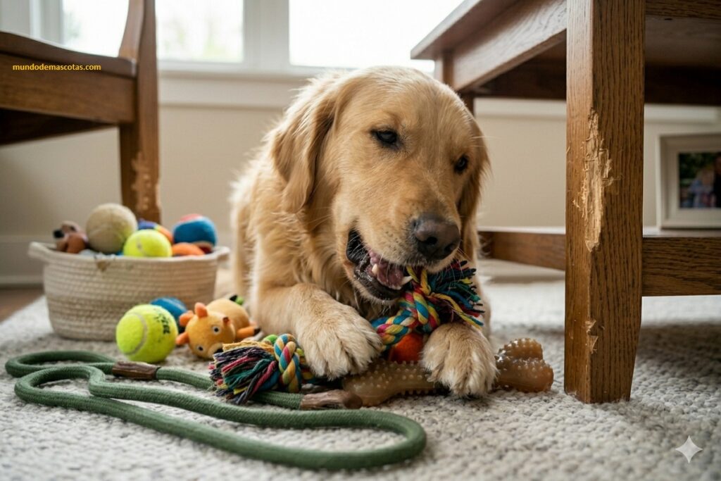 mi perro muerde la correa durante el paseo y en la casa muerde sus juguetes para quitar el estrés