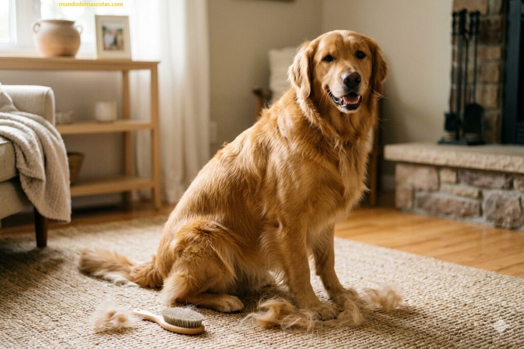 Por qué mi Golden Retriever suelta mucho pelo en la sala y cuando se le peina con amor